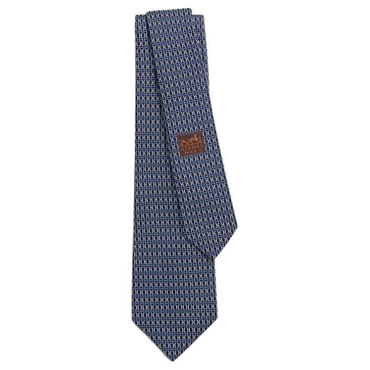 HERMES HERMES Silk Ties Men's Ocean/Cerulean/White