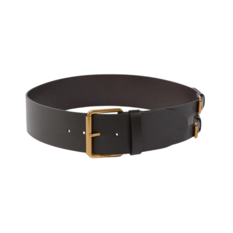 PINKO Cow Leather Belts Unisex Brown Width 6cm