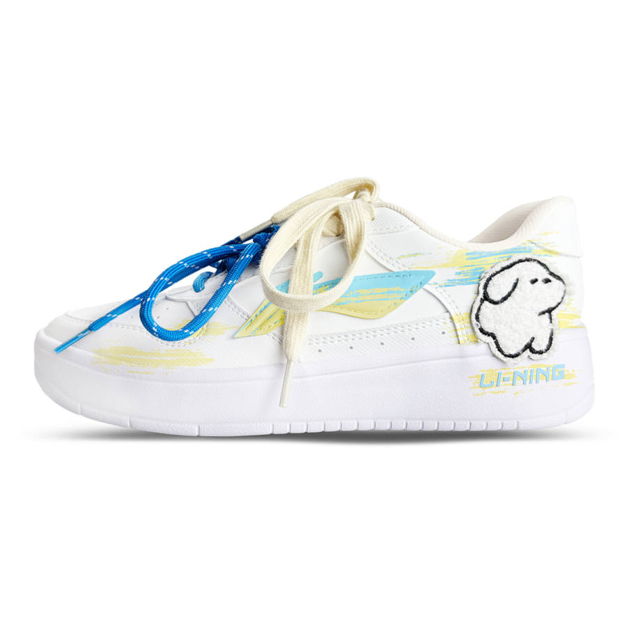 Li-Ning Li Ning Floating Boat Lightweight Abrasion Resistant Low top Skateboard Shoes Women's Yellow Blue