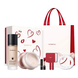 Carslan Double Cat Base CP2 Box Cosmetics Liquid Foundation Loose Powder Air Cushion Lipstick