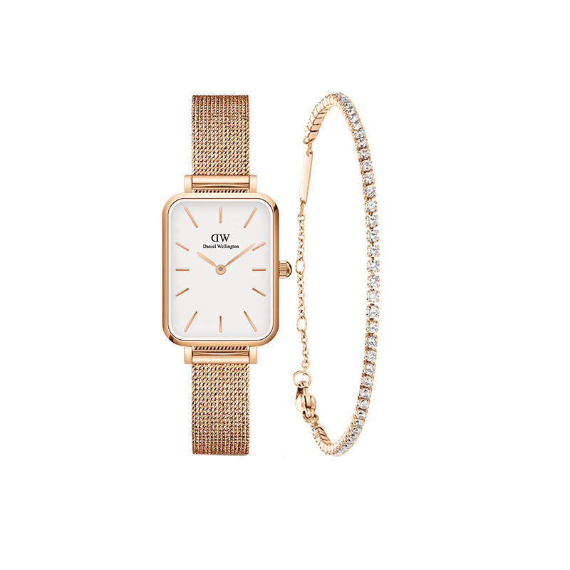 DW/DanielWellington Daniel Wellington QUADRO Collection Wrist Watches Quartz Movement Stainless Steel Watchband White Dial Women's Watch