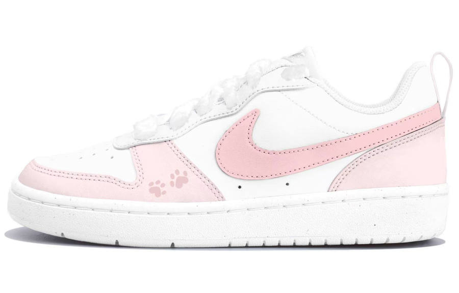 Nike Nike Court Borough Pink Glutinous Paw Print Synthetic Leather Kids' Skateboarding Shoes Pink Teenagers