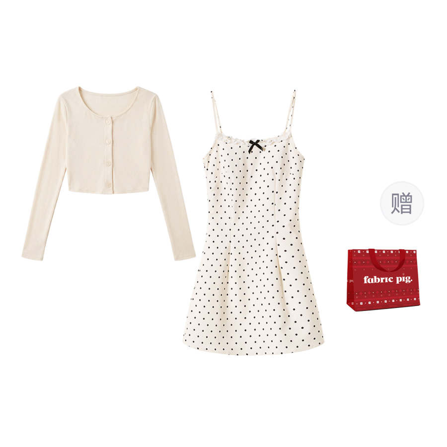 Fabric Pig Polka Dot Skirt Set Women's