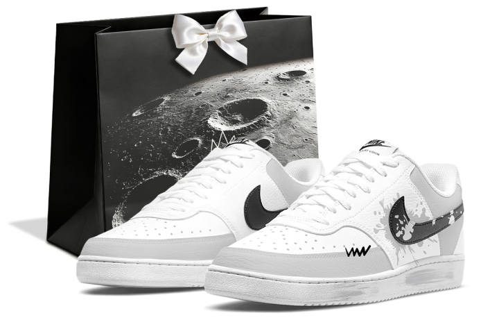 Nike Nike Court Vision 1 Wandering, Ink Splatter Cushioning Slip Resistant Low top Skateboard Shoes Men's Black White