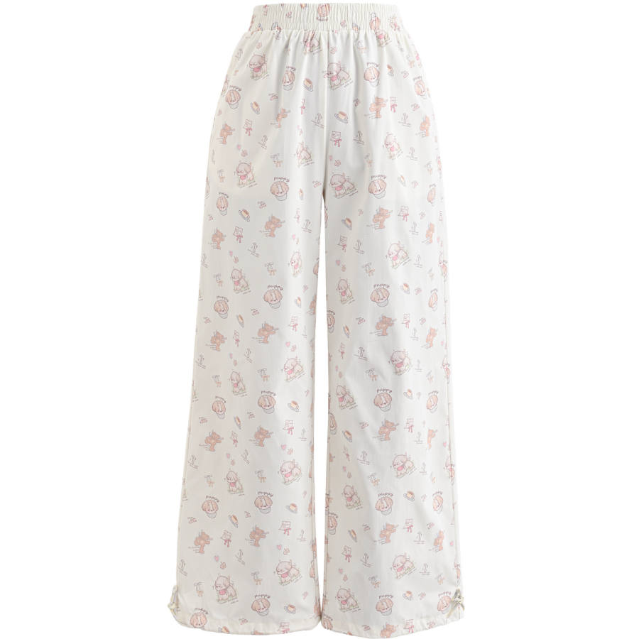 SNBL Casual Pants Women's White Moderate Wide Leg Pants