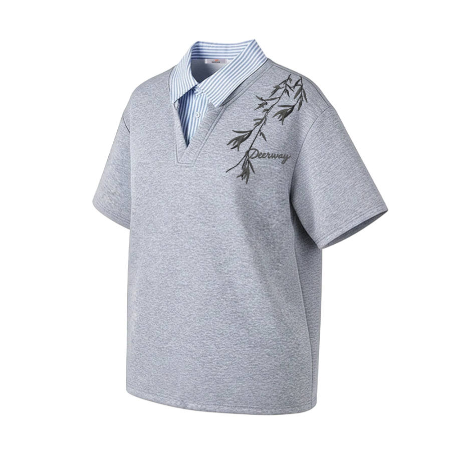 DEERWAY Polo Shirts Unisex Polo Collar Moderate Mock Two Piece