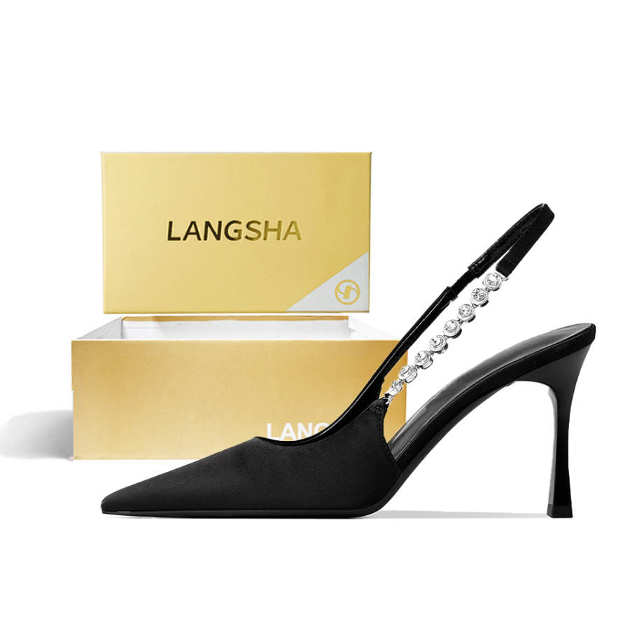 Lanza French Luxury Premium Aesthetic Rhinestone Chain Slimming Leg Lengthening Elegance Versatile Closed Toe Sandal