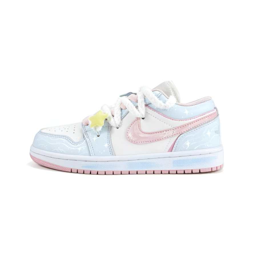 Jordan Jordan Air Jordan 1 Recollection Galaxy Slip Resistant Low top Children's Basketball Shoes Pink Blue Unisex