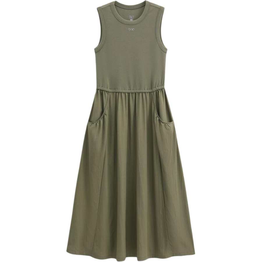 GAP Sleeveless Dresses Women's Green Crew Neck Moderate Long Skirt