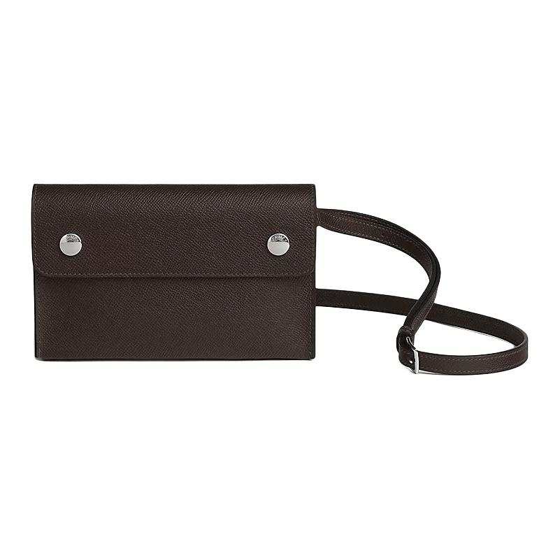 HERMES Hermèsnap Epsom Calfskin Shoulder Bag, Crossbody Bag 18 Men's T3 Bai Braun Date Brown