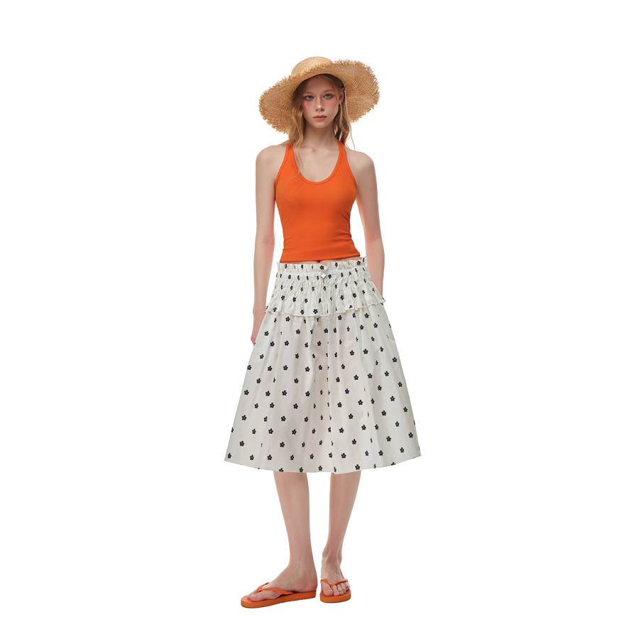 CLIMAX VISION Small Flower Casual Long Skirt Women's