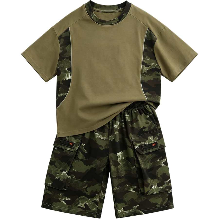 YALU Kids Casual Sportswear Crew Neck Moderate Stretch