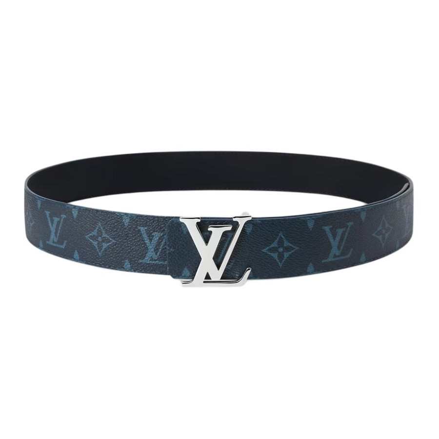 LOUIS VUITTON LOUIS VUITTON Leather Belts Men's Midnight Blue/Black Width 4cm