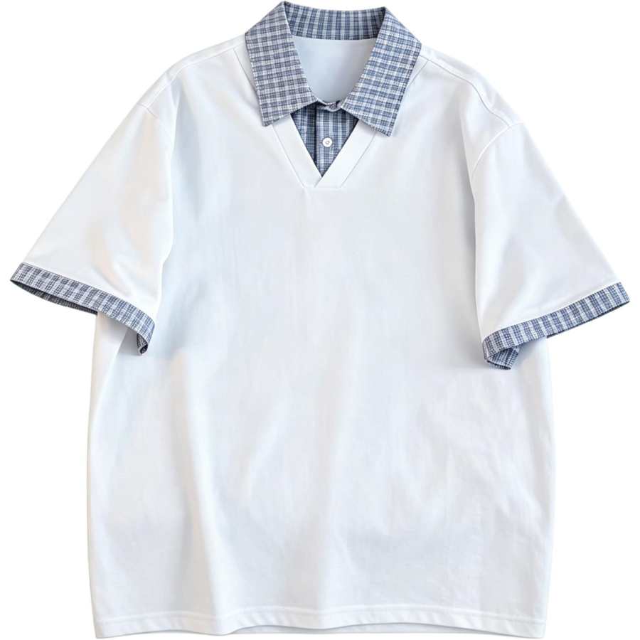 Lnga Landgre Polo Shirts Men's Polo Collar Thin Mock Two Piece