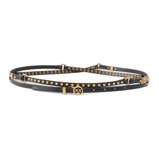 PINKO Cow Leather Belts Unisex Black Width 1cm