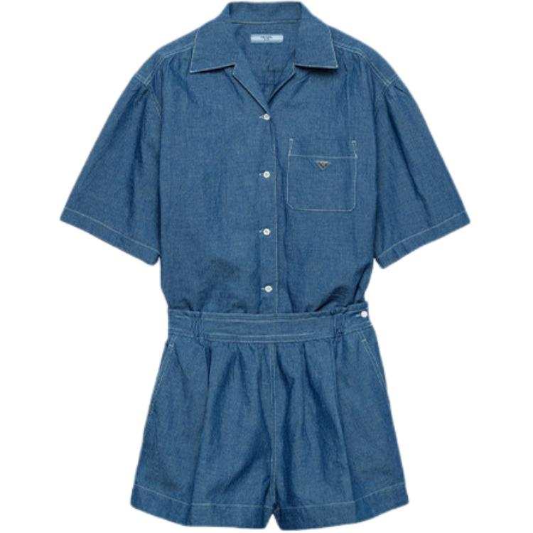PRADA Prada Short-Sleeved Denim Jumpsuit