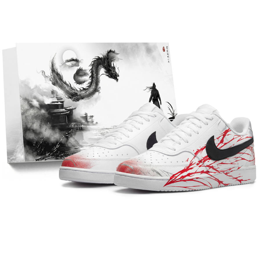 Nike Nike Court Vision 1 Low Formal Wear, Chinoiserie, Bloodstained Mountains And Rivers Low top Skateboard Shoes Unisex Red