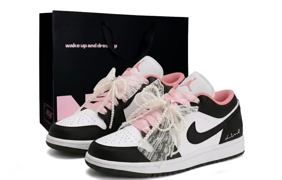 Jordan Jordan Air Jordan 1 Low top Children's Basketball Shoes Black Pink Unisex