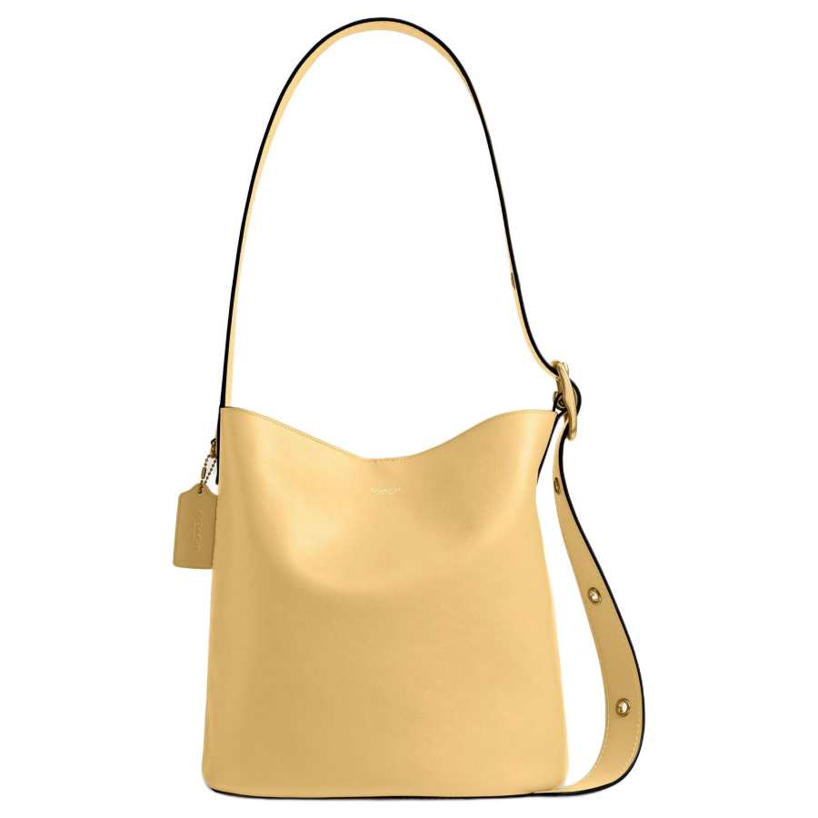 COACH Bleecker Cow Leather Bucket Bag, Shoulder Bag Large Women's Yellow