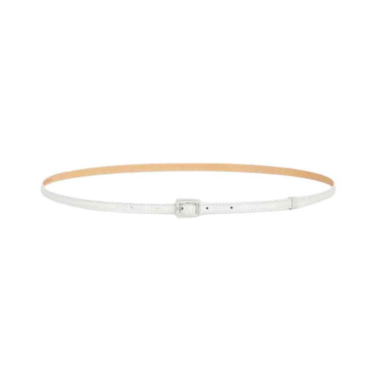COURREGES Calfskin Leather Belts Women's White/Black Width 1cm