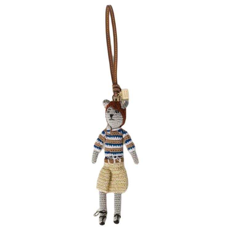 MIU MIU Recycled Polyester Charms Unisex Tan/Gold