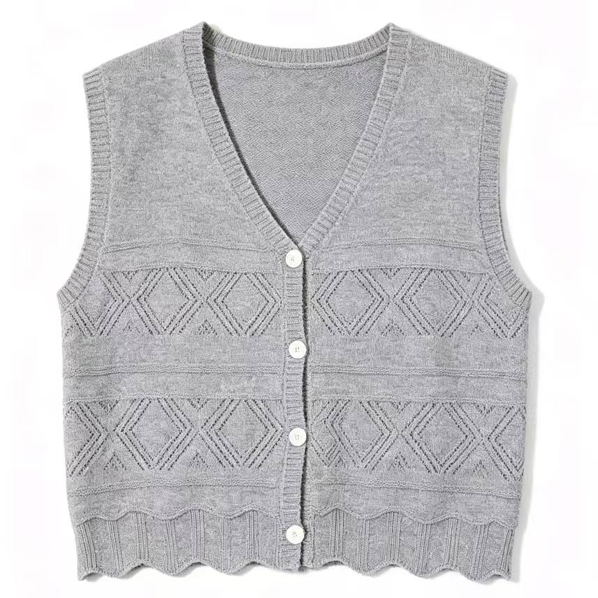 Tonlion Knitwear Women's Light Heather Gray V Neck Moderate Cardigan