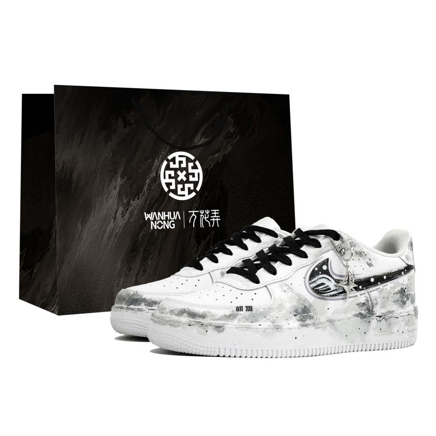 Nike Nike Air Force 1 Kaleidoscope, Starry Tide, Shopping Bag Abrasion Resistant Low top Skateboard Shoes Men's Gray White