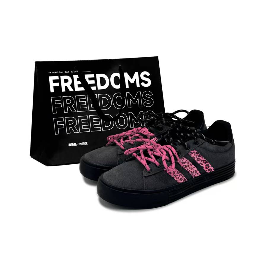 Adidas Adidas Daily 4.0 Pink Ink Leopard Synthetic Leather Slip Resistant Abrasion Resistant Low top Skateboard Shoes Unisex