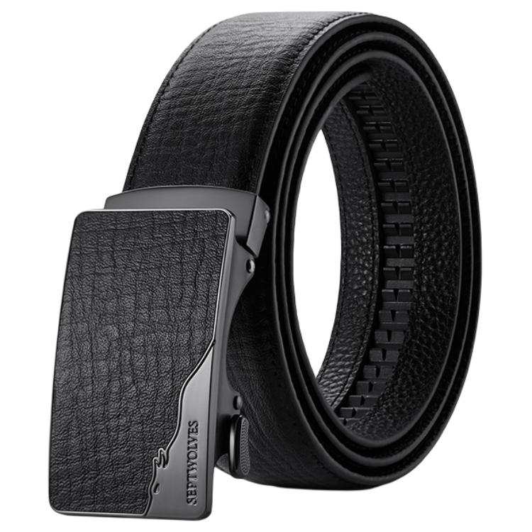 SEPTWOLVES Split Cow Leather Zinc Alloy Automatic Buckle Belt Men's 3.5cm