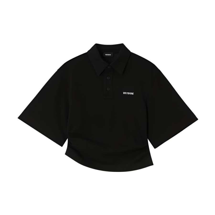 WE11DONE Polo Shirts Women's Black Polo Collar Moderate Nipped In Waist