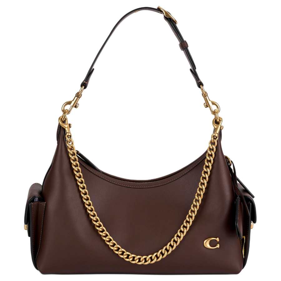 COACH PocketJuliet Cow Leather Handbag, Shoulder Bag Large Women's Maple Brown