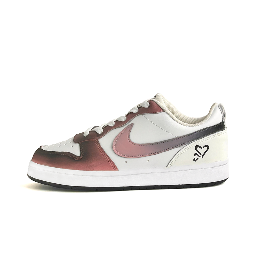 Nike Nike Court Borough Desert Rose Leather Abrasion Resistant Low top Kids' Skateboarding Shoes Burgundy Teenagers