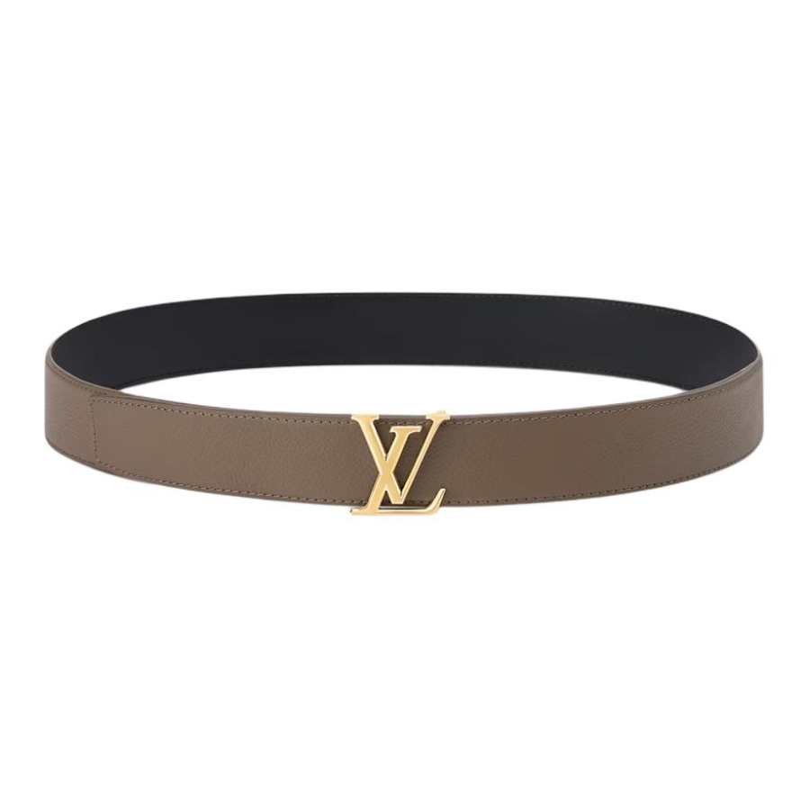 LOUIS VUITTON LOUIS VUITTON Leather Belts Men's Sand/Black Width 3.5cm