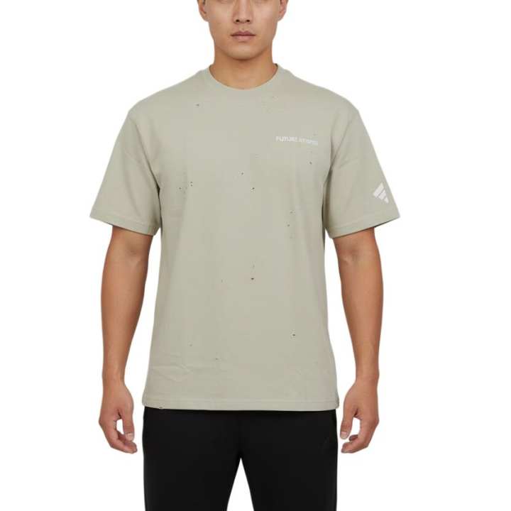 Adidas Adidas T Shirts Men's Khaki Green Crew Neck Moderate