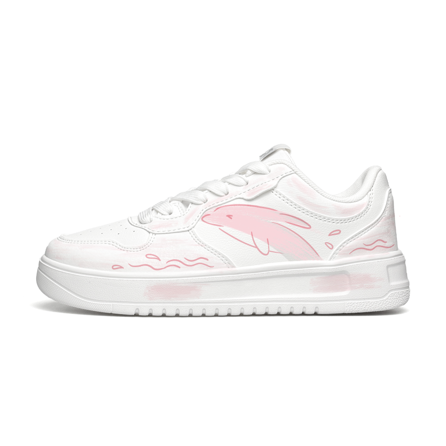 Anta Easy Synthetic Leather, Textile Cushioning Impact Resistance Balance Low top Skateboard Shoes Women's Light Pink