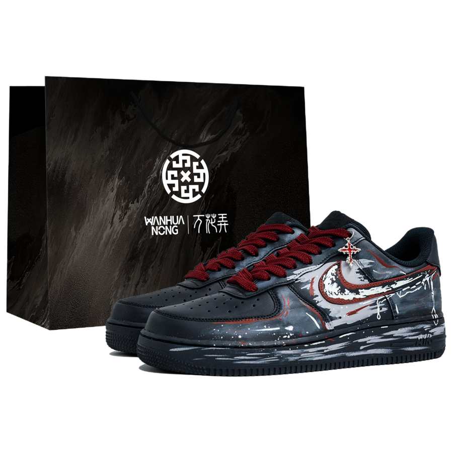 Nike Nike Air Force 1 Wan Hua Nong, Chi Di Zi, Shopping Bag Slip Resistant Abrasion Resistant Low top Skateboard Shoes Men's