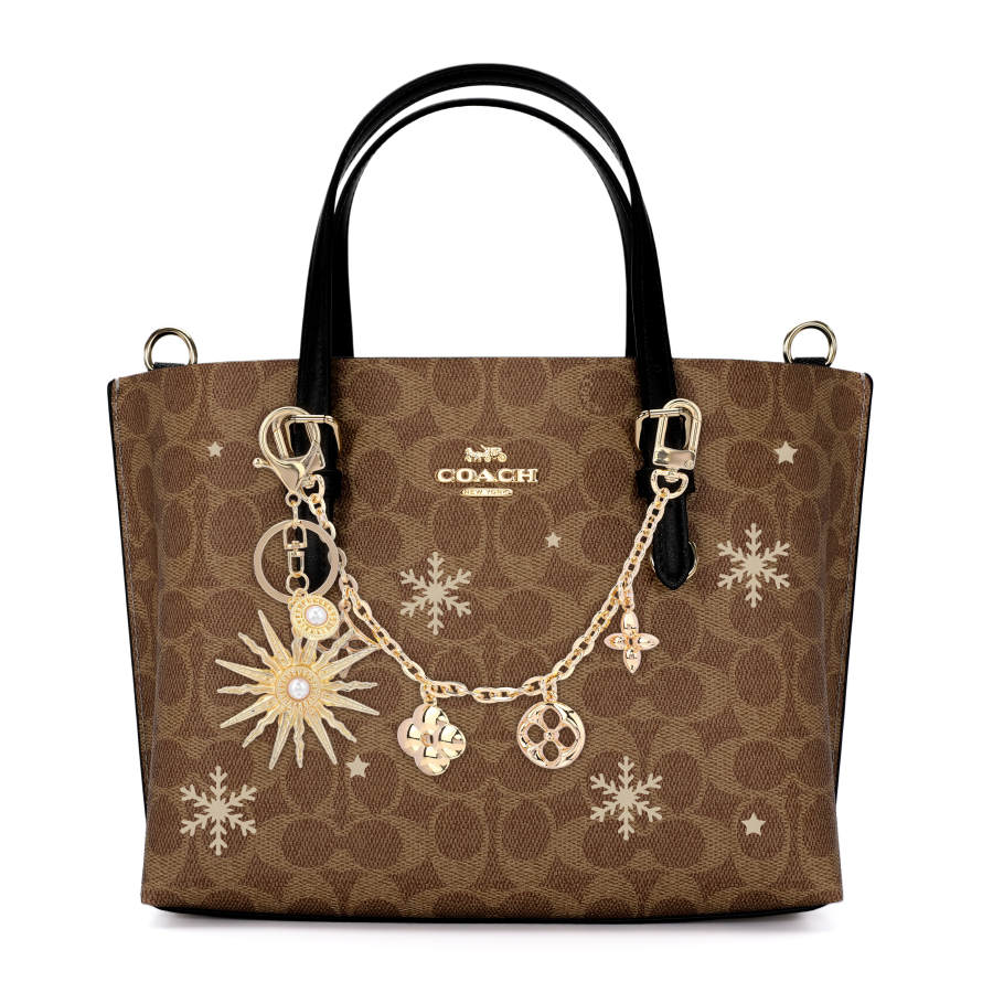 COACH Mollie Artificial Leather Handbag Medium Women's Brown & Yellow & Black
