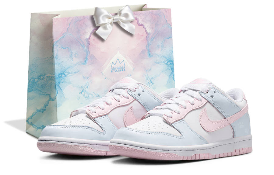 Nike Nike Dunk Shopping Bag Abrasion Resistant Low top Kids' Skateboarding Shoes Pink Blue Teenagers