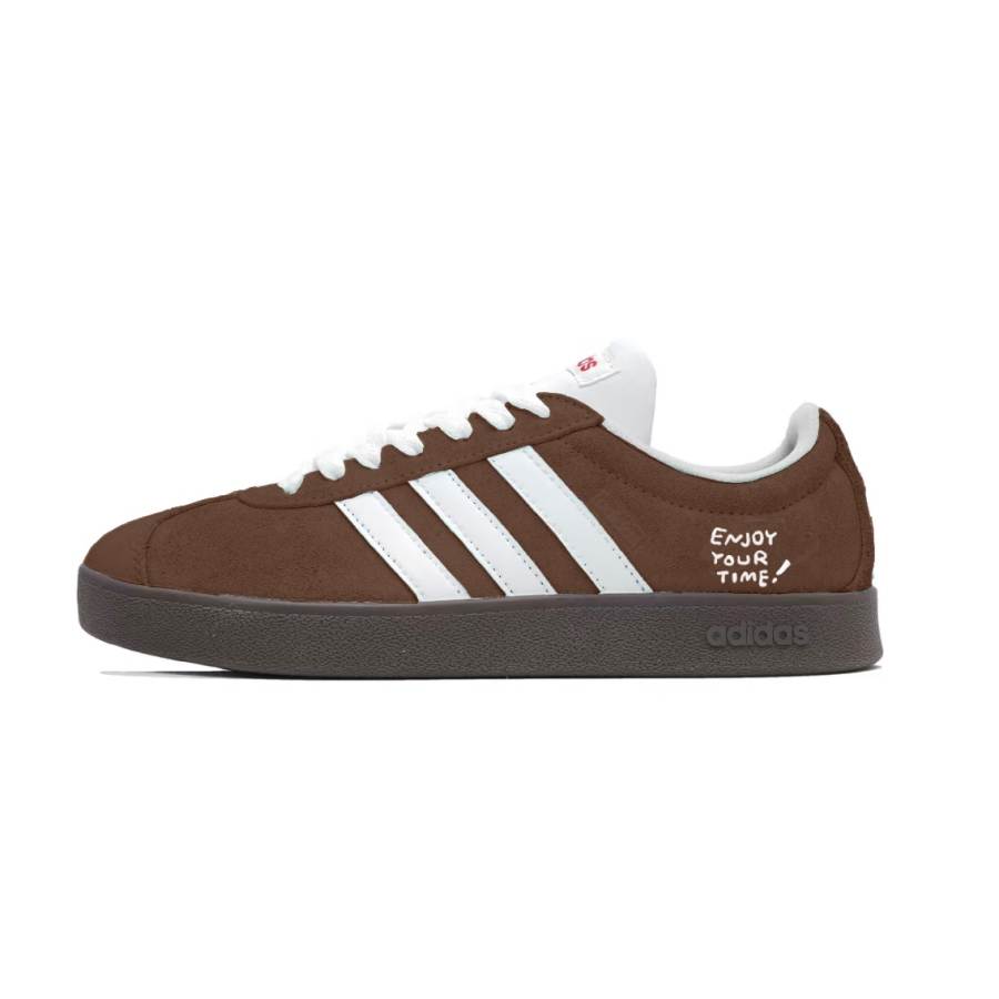 Adidas Adidas VL COURT 2.0 Skateboard Shoes Unisex Low Top Brown Dark Gray & White