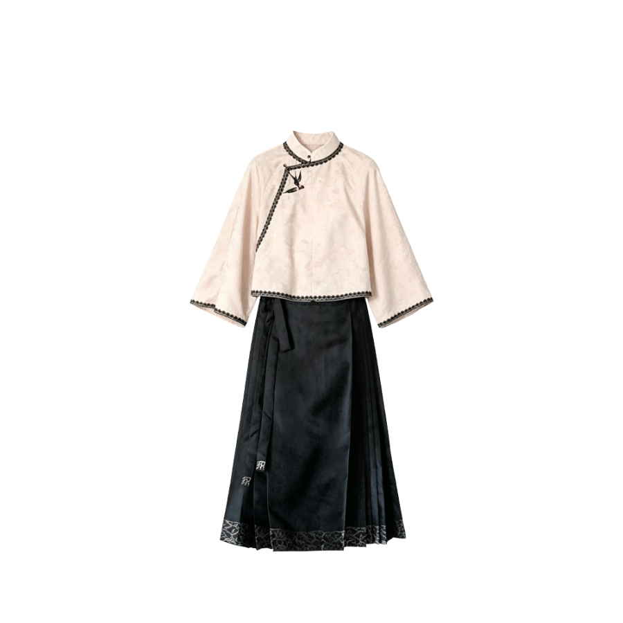 CPAURA Two Piece Skirt Sets Women's Stand Collar Moderate Mid Length