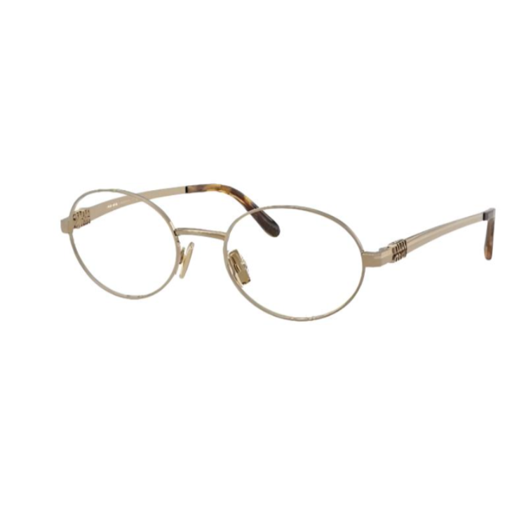 MIU MIU Metal Oval Prescription Glasses Women's Gold