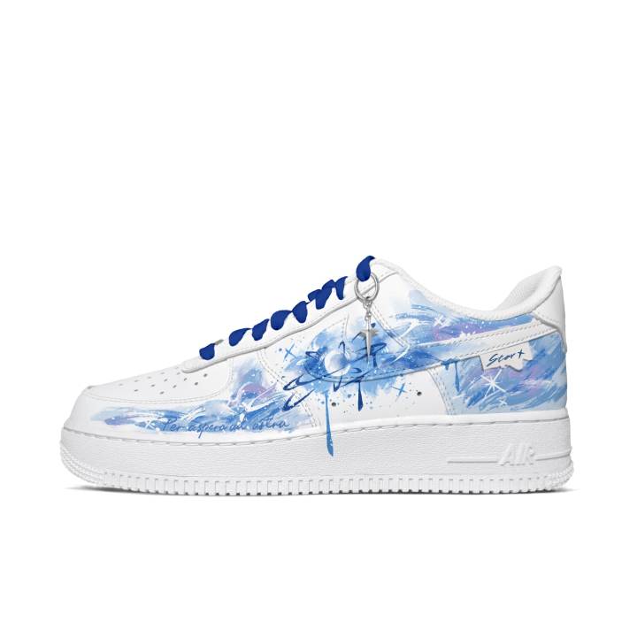 Nike Nike Air Force 1 Abrasion Resistant Low top Skateboard Shoes Men's Blue