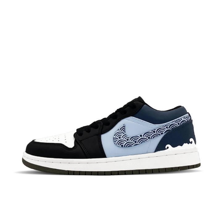 Jordan Jordan Air Jordan 1 Sea Wave Synthetic Leather, Leather Abrasion Resistant Low top Children's Basketball Shoes Blue