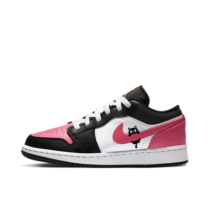 Jordan Jordan Air Jordan 1 Kitten Climber Breathable Lightweight Cushioning Low top Kids' Skateboarding Shoes Black White