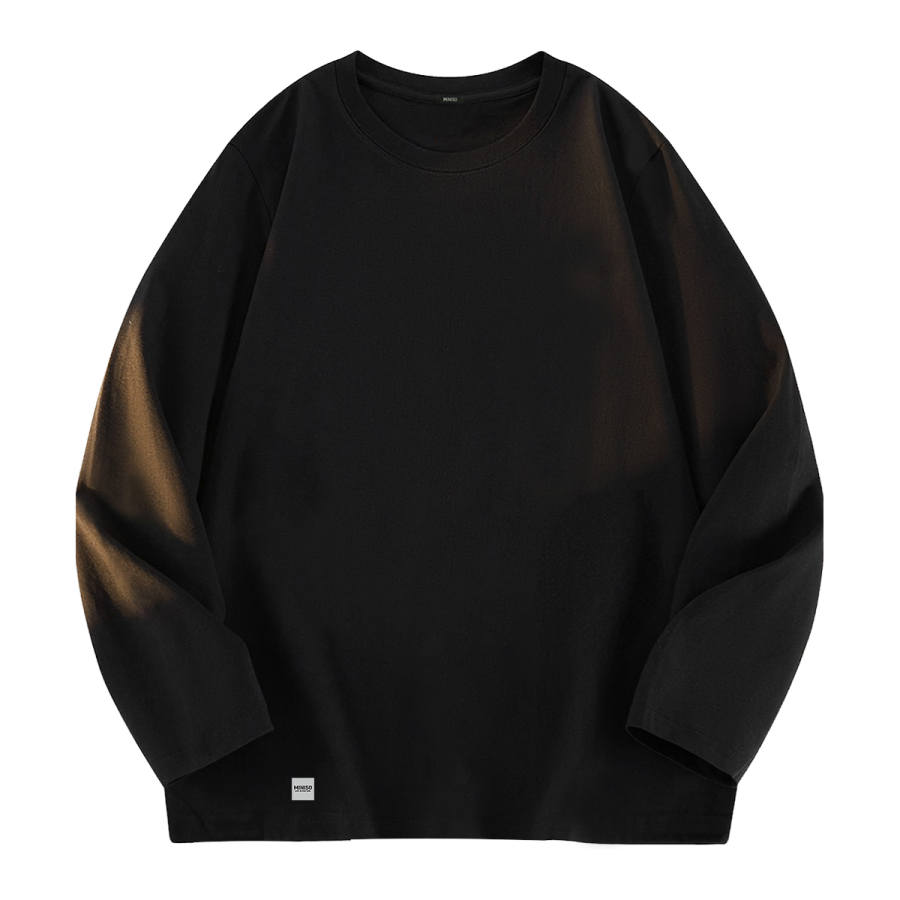 MINISO T Shirts Unisex Crew Neck Thickened And Fleece Lined Heavyweight