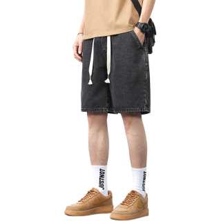 Tonlion Denim Shorts Unisex Black Thin