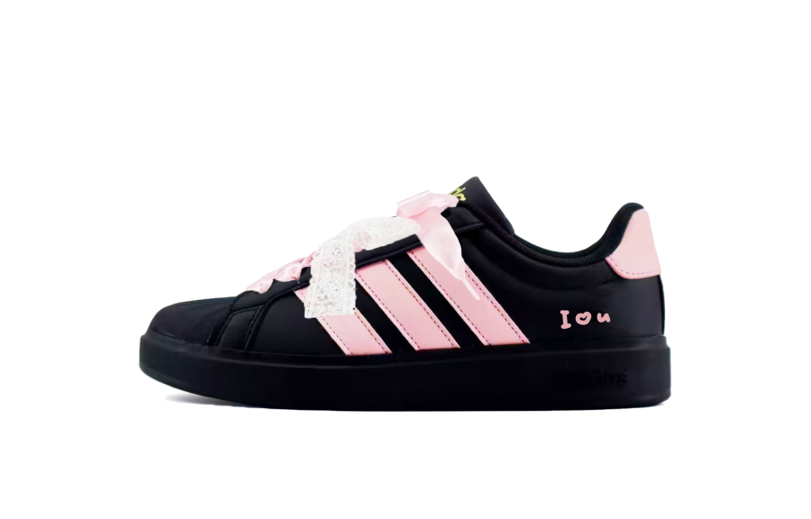 Adidas Adidas STREETTALK Joyous Mountain, Heartbeat Silk Words Low top Skateboard Shoes Unisex Black Pink