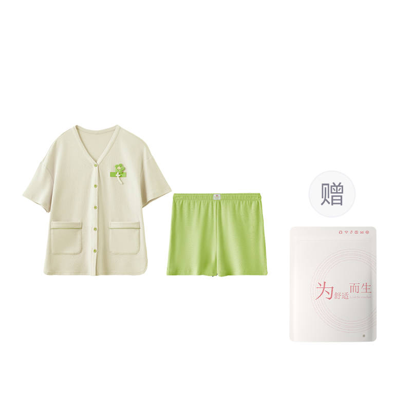 HONGDOUJUJIA Pajama Set Women's Shopping Bag Ecru