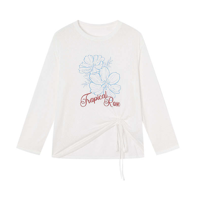 XIANGYING T Shirts Women's White Crew Neck Thin