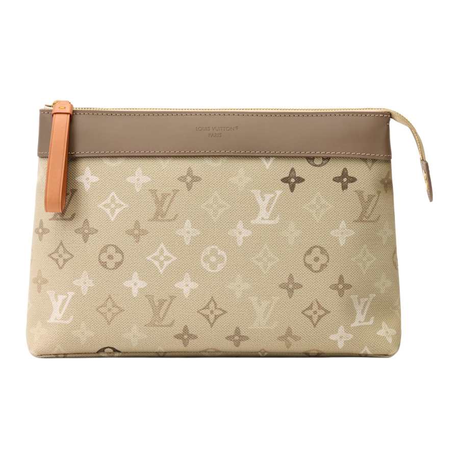 LOUIS VUITTON Pochette Voyage Souple Monogram Surplus Coated Canvas Toiletry Bag Men's Sand